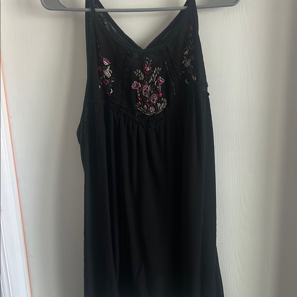Time and Tru Black Embellished Sleeveless Camisole